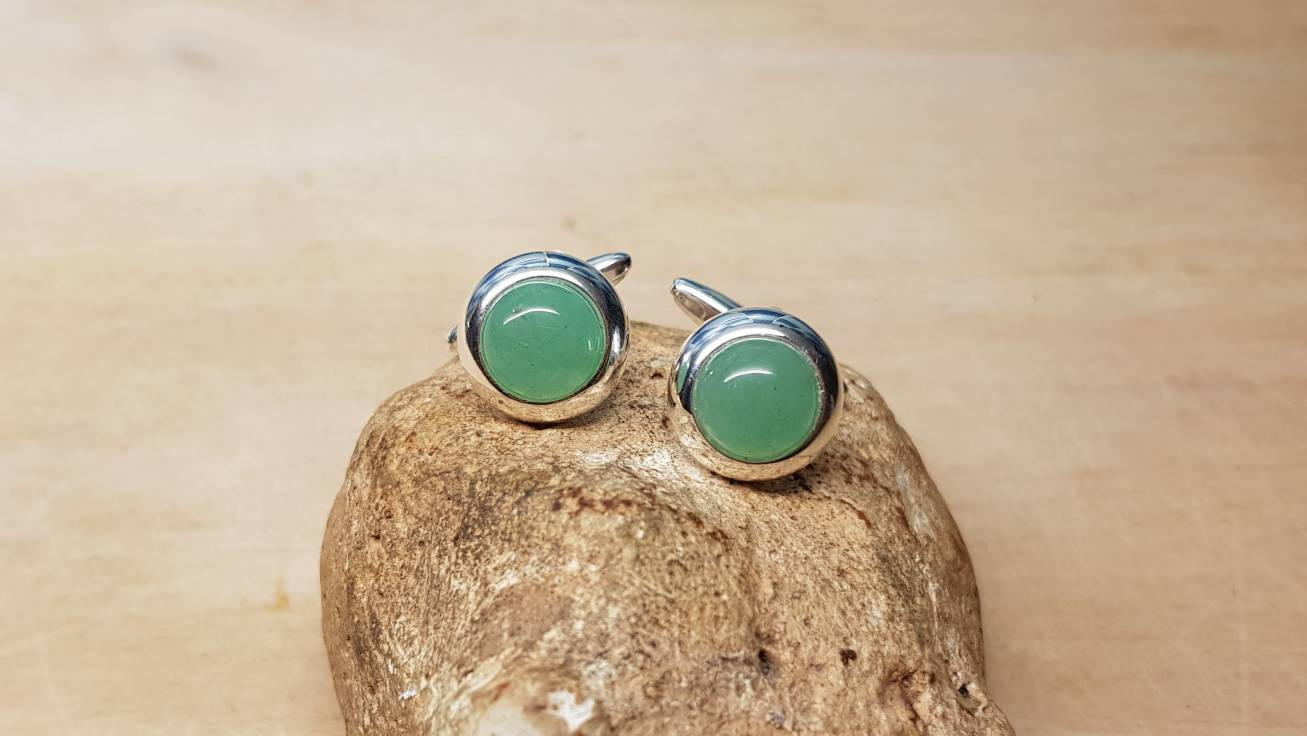 Green Aventurine cufflinks. Men's accessories
