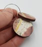 Pink, White, Grey and Yellow hand printed earrings - Image 3