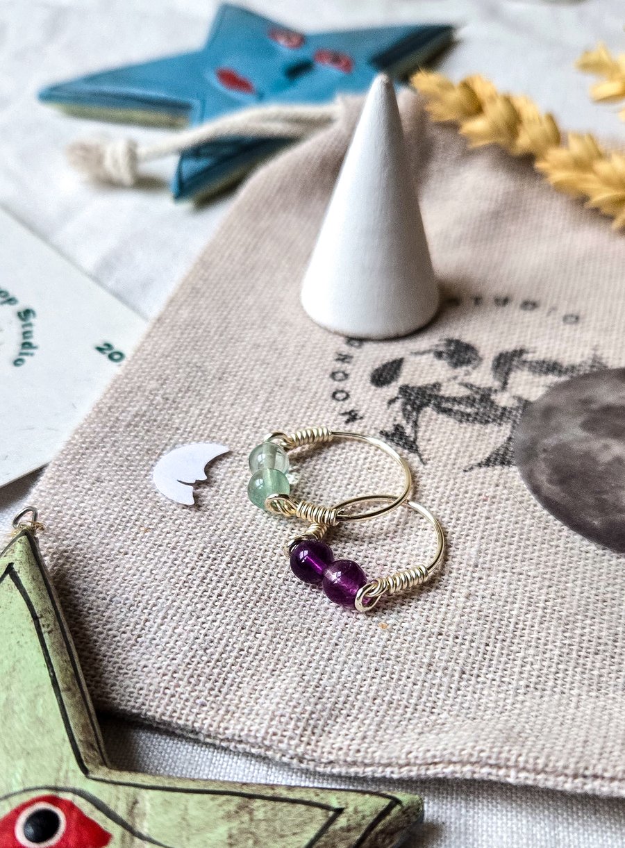 Purple Fluorite Gemstone Ring - Gemstone Stacking Ring, Gift For Capricorn