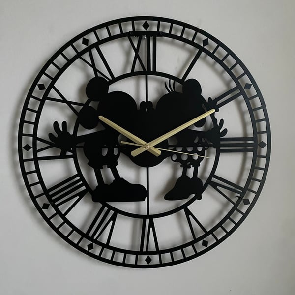 Steel Metal Wall Clock Mickey & Minnie Mouse Disney Fan Art Disney Home Decor Wa
