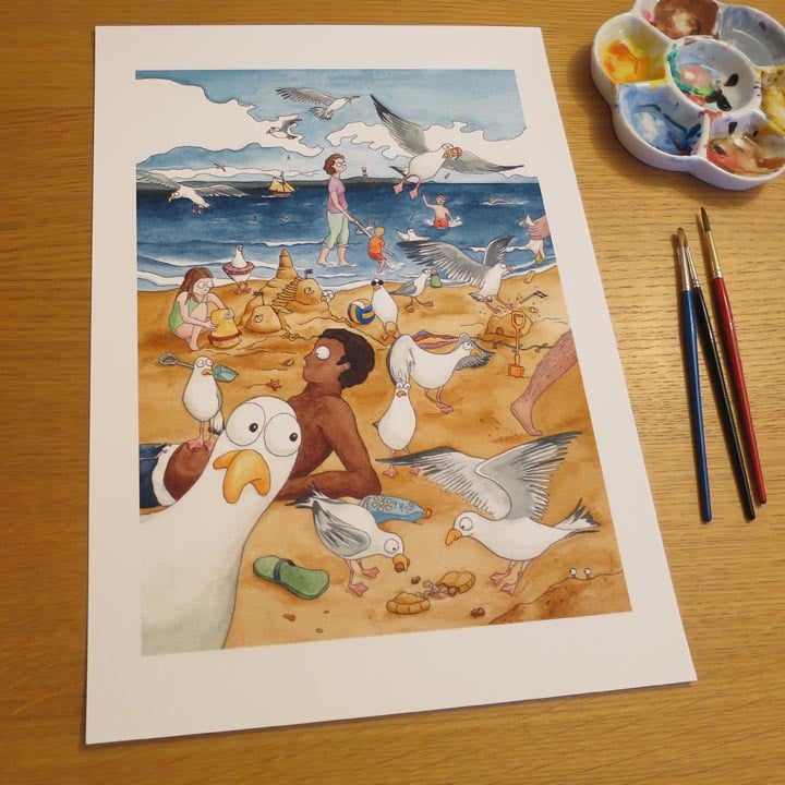 Sneaky Seagulls Print Large