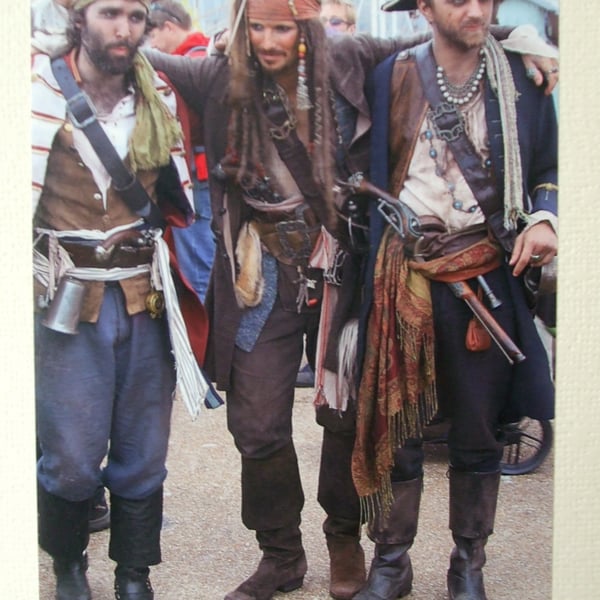 Photographic greetings card of Three Pirates !.
