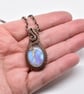 Wire Woven Rainbow Moonstone and Copper Pendant - Image 9