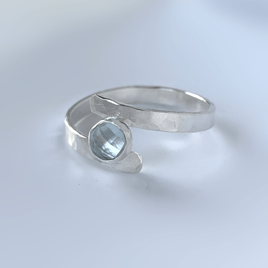 SILVER Topaz textured Ring, Handmade Urban Jewellery