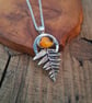 Handmade Fern Leaf with Amber Silver Necklace - Image 2