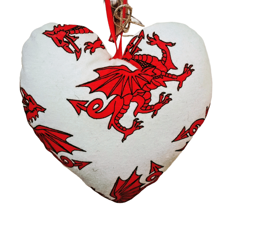 Welsh Dragon stuffed hanging heart