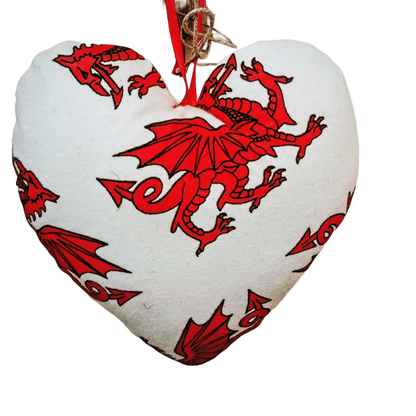 Welsh Dragon stuffed hanging heart