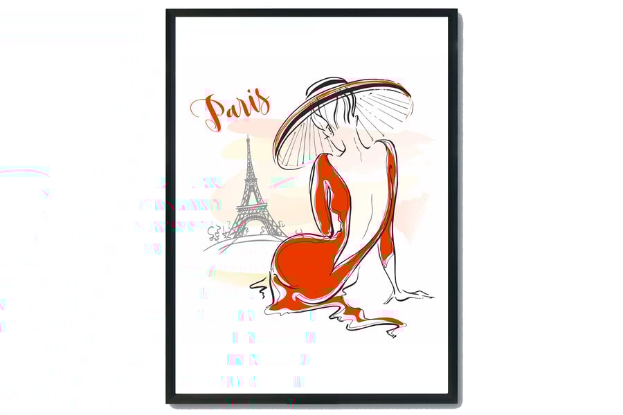 Fashion wall print, Fashion woman wall art, Paris fashion girl