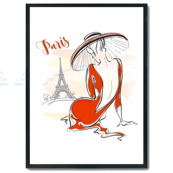 Fashion wall print, Fashion woman wall art, Paris fashion girl