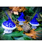 Handmade Blue Toadstool Christmas decorations set of 3 - Image 1