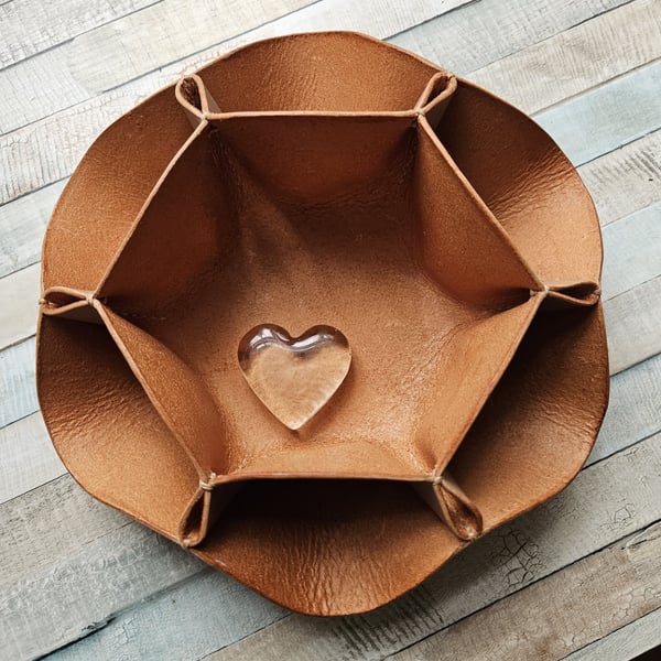 Leather Trinket Bowl - Warm Taupe