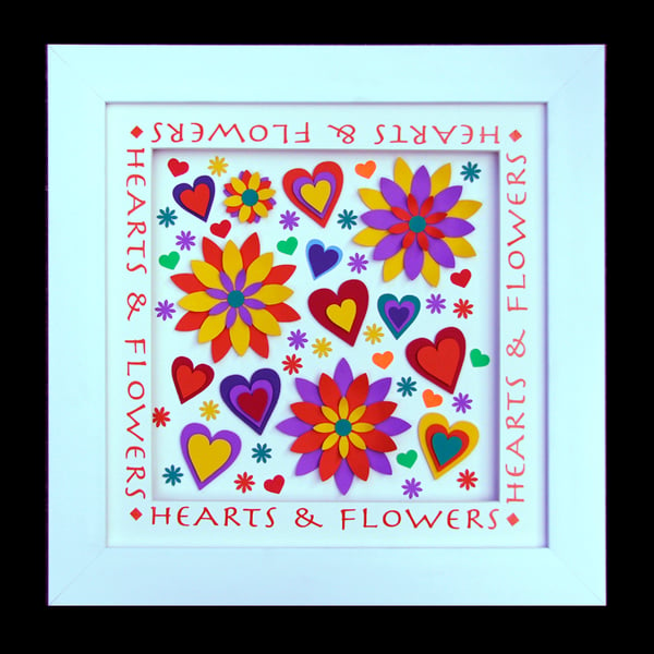 8 - HEARTS AND FLOWERS PAPER SCULPTURE WITH MATCHING VALENTINE CARD