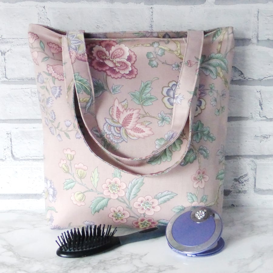 SALE Pink Floral Tote bag, shopping bag.