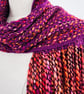 Handmade Silk and Merino Wool Scarf in Vibrant Purple, Pinks and Reds - Image 1