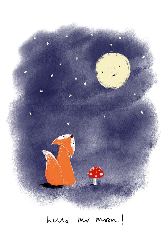 Hello Mr Moon- A5 Giclee Print (plus short story)
