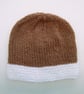 Hand knitted baby hat in mocha brown and white, 3 sizes available 100% acrylic,  - Image 2
