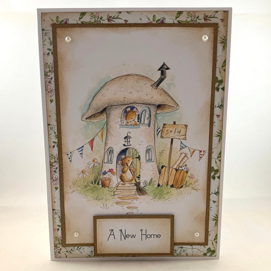 Mice and toadstool new home card