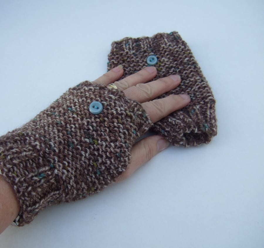 Fingerless Gloves, Brown 