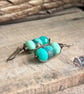 Aqua Turquoise Czech Glass Stacked Earrings. Colourful Handmade Wirework Earring - Image 4