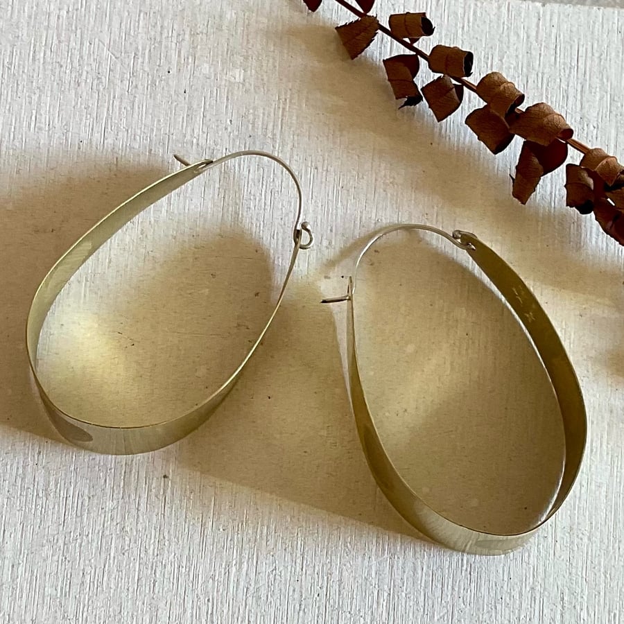 SAMPLE Large polka dot brass and silver hoop earrings