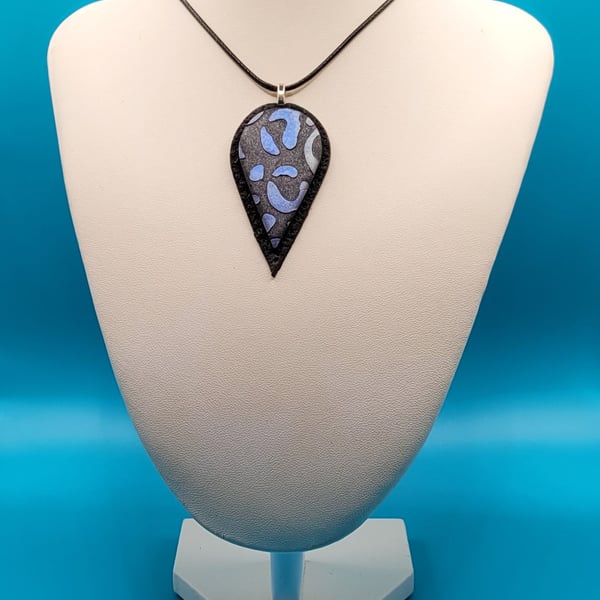 Large Teardrop Pendant Necklace 60x30mm, Handmade Polymer Clay Statement Necklac