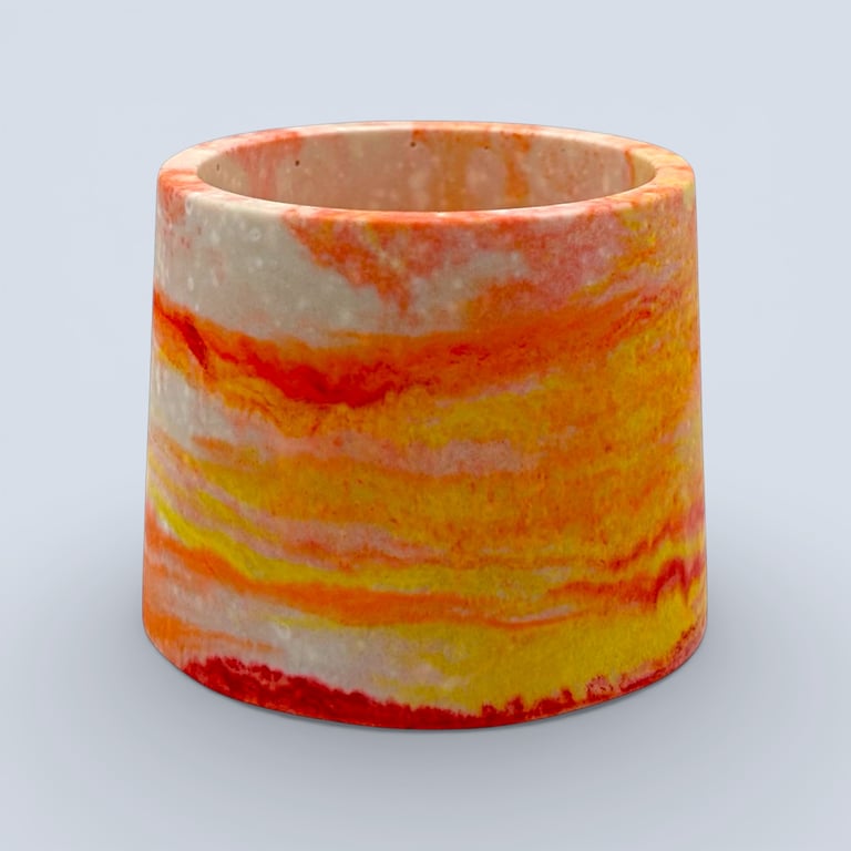 Red Orange Yellow Sunrise Small Plant Pot 7.5 cm Round Indoor Planter