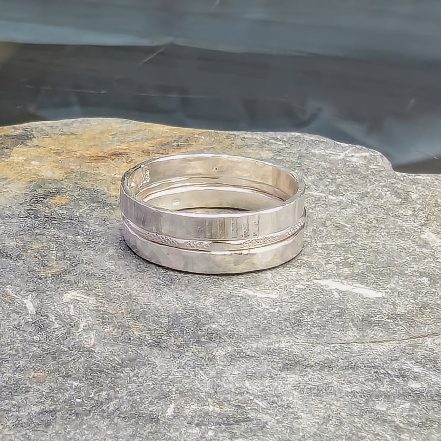 Folksy Exclusive Price Recycled Sterling Silver Handmade Textured Bands
