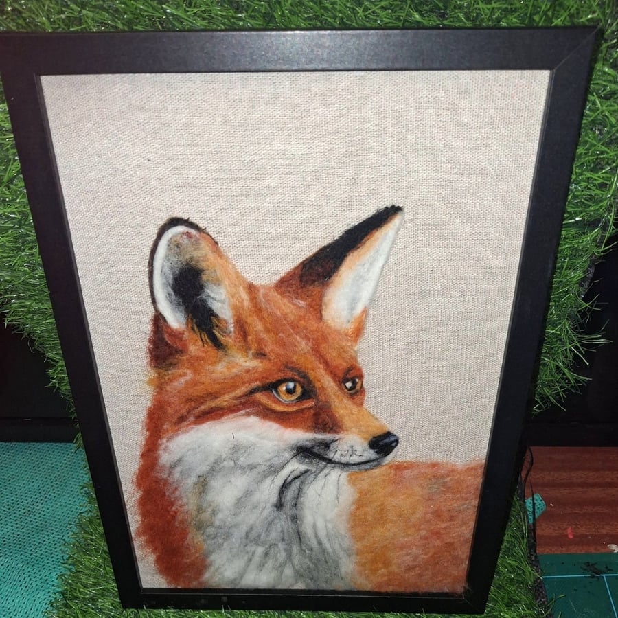 Needle felted fox picture Portrait