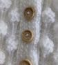 Hand Knitted Baby Cardigan, White Bobble Pattern, Gender-Neutral, 0-6 Months - Image 5