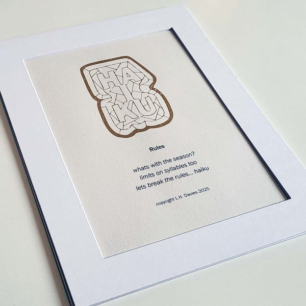 Haiku Poetry Mounted Art Print - 'Rules' Limited Edition