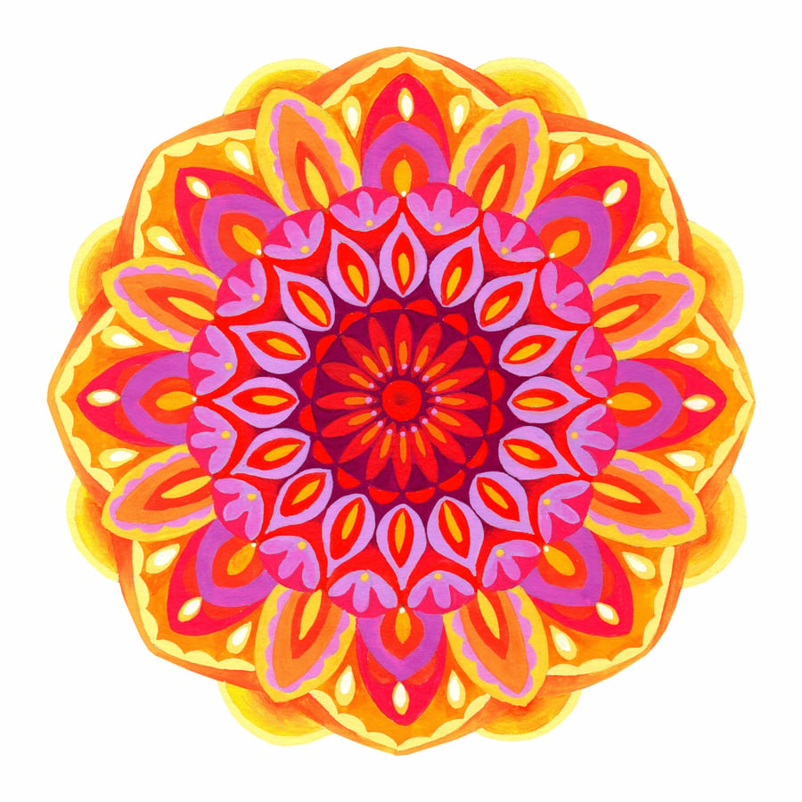 Sunrise Mandala A4 Digital Print Colourful Mandala Art