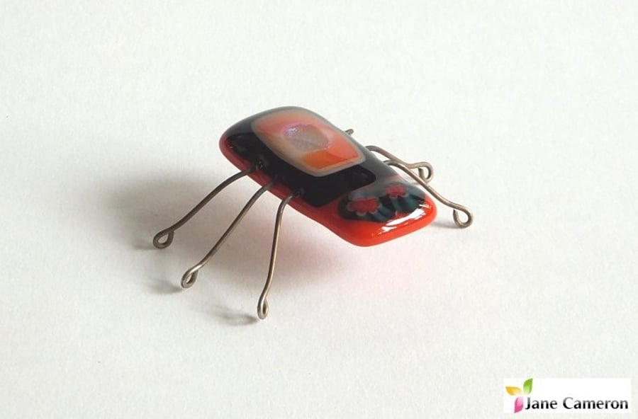 Kiln Bugz! Fantasy Beetle Insect Ornament Decoration in Fused Glass. bugz009