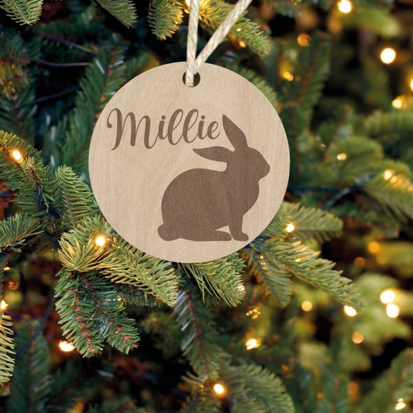 Rabbit Pet Gift Personalised Name Christmas Gift Tag Christmas Bauble Name