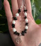 Handmade Tree of Life Gemstone Bracelet – Black Obsidian & White Agate - Image 2