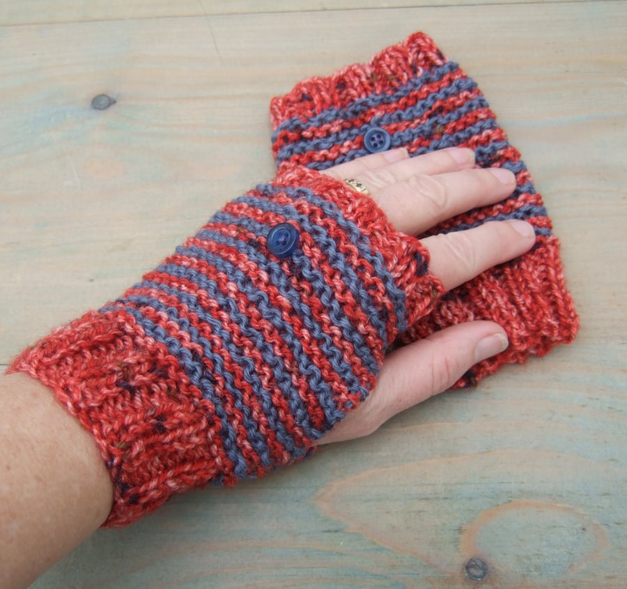 Stripy Fingerless Gloves