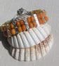 Golden Jade Gemstone Crystal Beaded Cuff Bracelet - Image 2