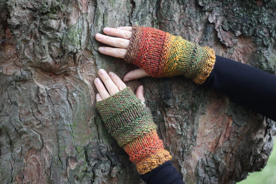 Fingerless gloves, womens knitted mittens, gift guide