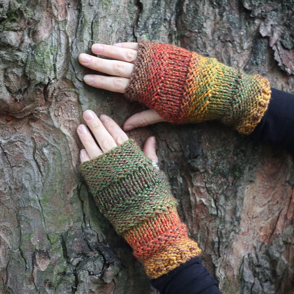 Fingerless gloves, womens knitted mittens, gift guide