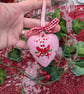 Candy cane ceramic Christmas heart bauble - Image 3