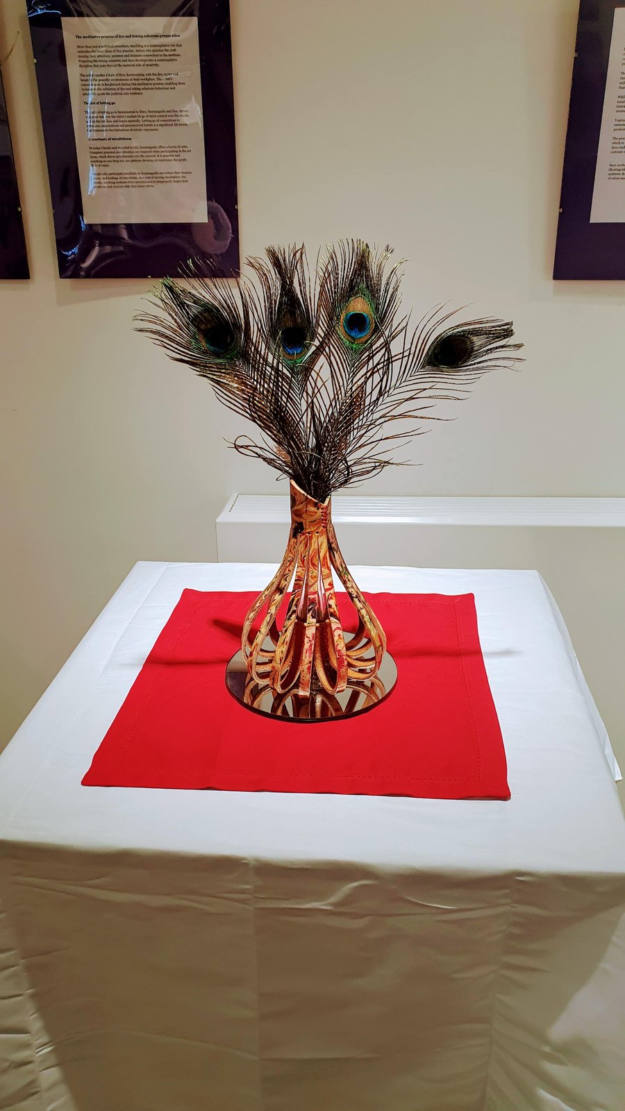 Leather marble dyed vase with glass center.