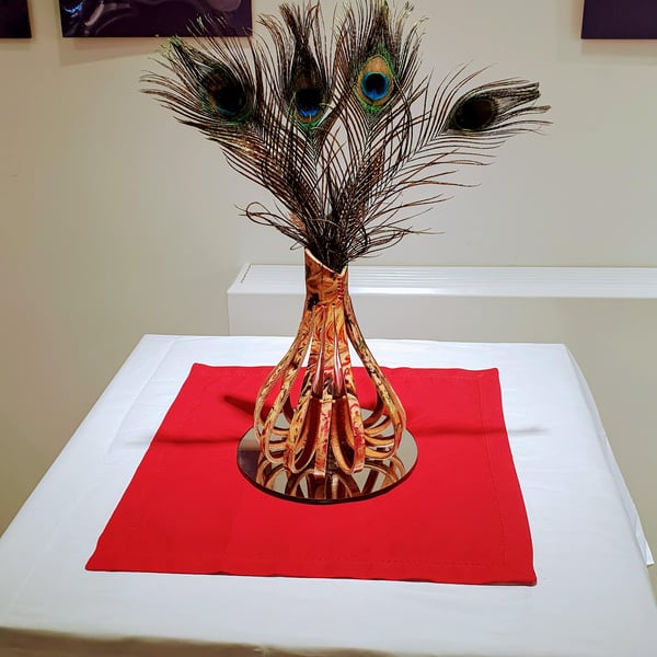 Leather marble dyed vase with glass center.