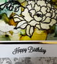 Handmade Alcohol Ink Floral Birthday Card - 5x7 Gold Foil Accent Card - Image 3