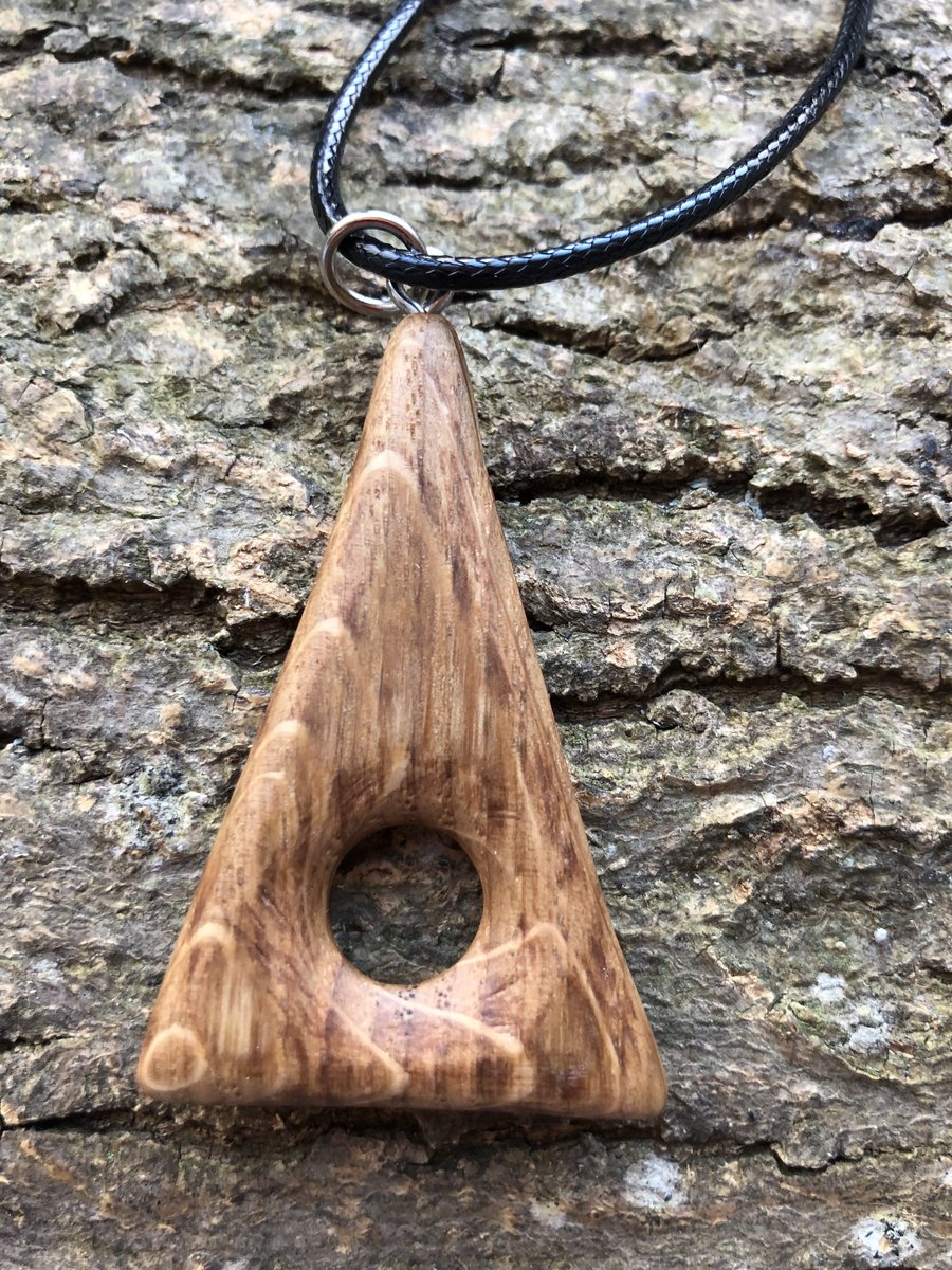 Boho chic hand carved oak pendant - Spiritual transformation