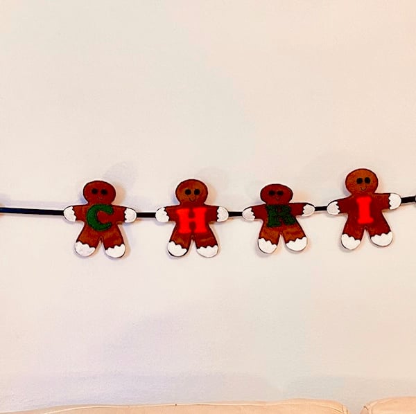 Hand Stitched Gingerbread Merry Christmas Bunting