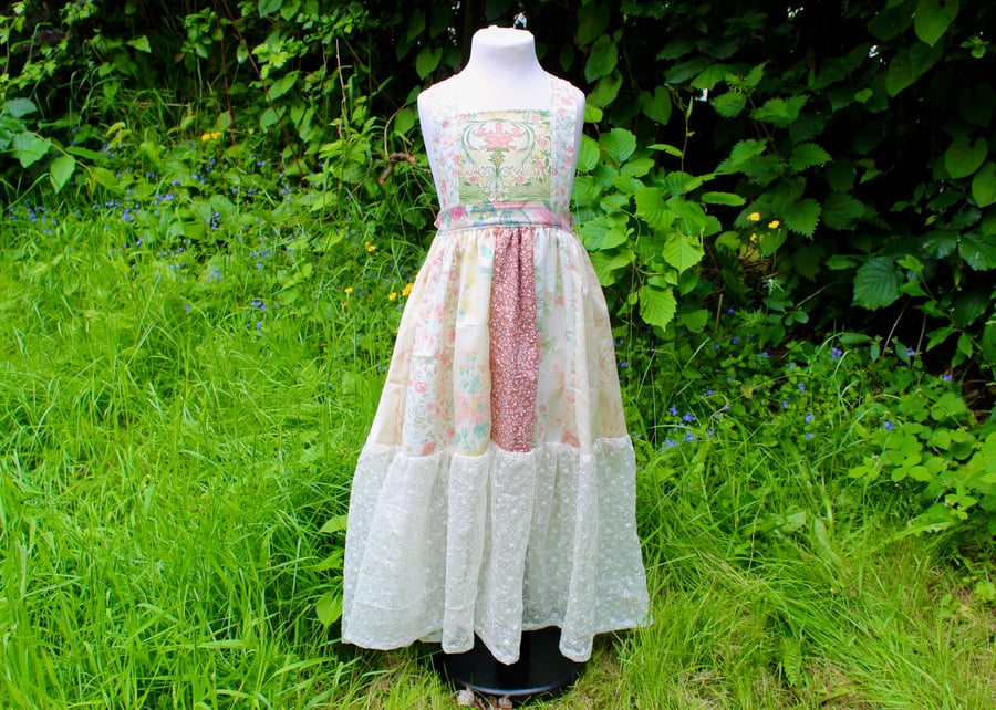 4-5 Years Girls Floral Patchwork Dress, Bridesm... - Folksy