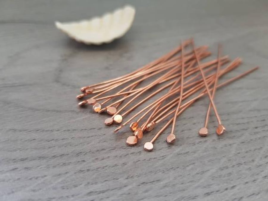 20 Pcs of Handmade Hammered Genuine Copper Ball Head Pins