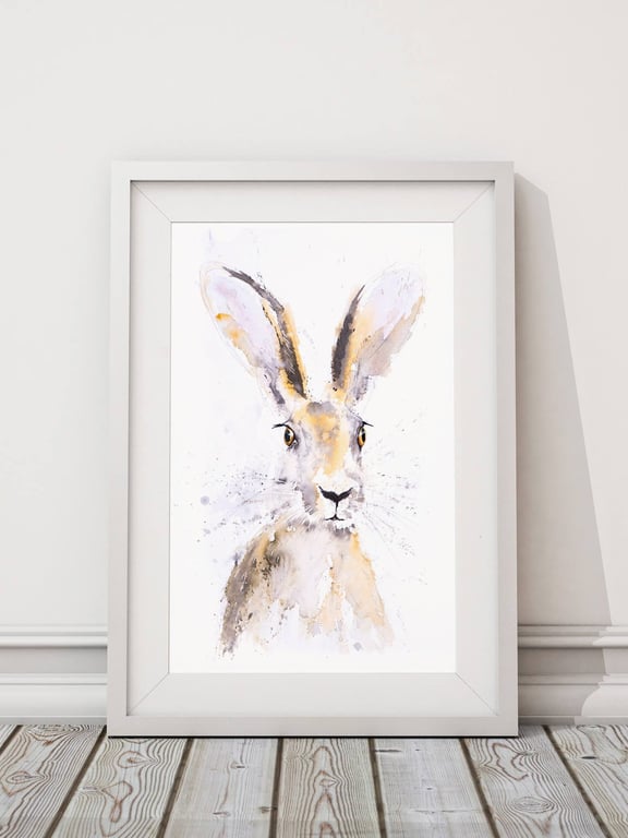 Hare Watercolour Painting - Signed Limited Edition Wildlife Art Print
