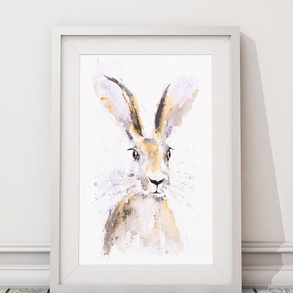 Hare Watercolour Painting - Signed Limited Edition Wildlife Art Print