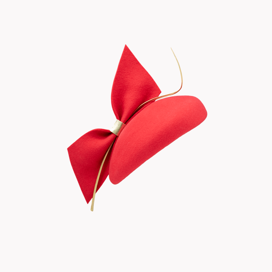 Ladies Hat in Red Felt for Weddings, Races, Ascot - Yorkshire Millinery