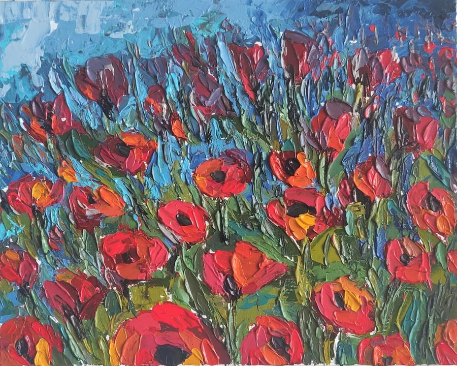 Impressionist Red Poppies Painting